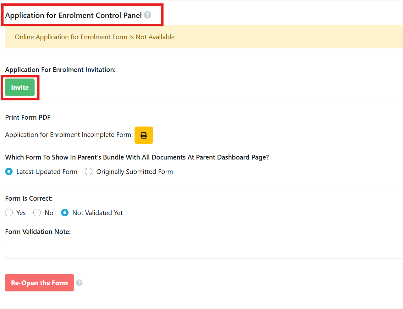 Application for enrolment student profile Invite Jan 2026