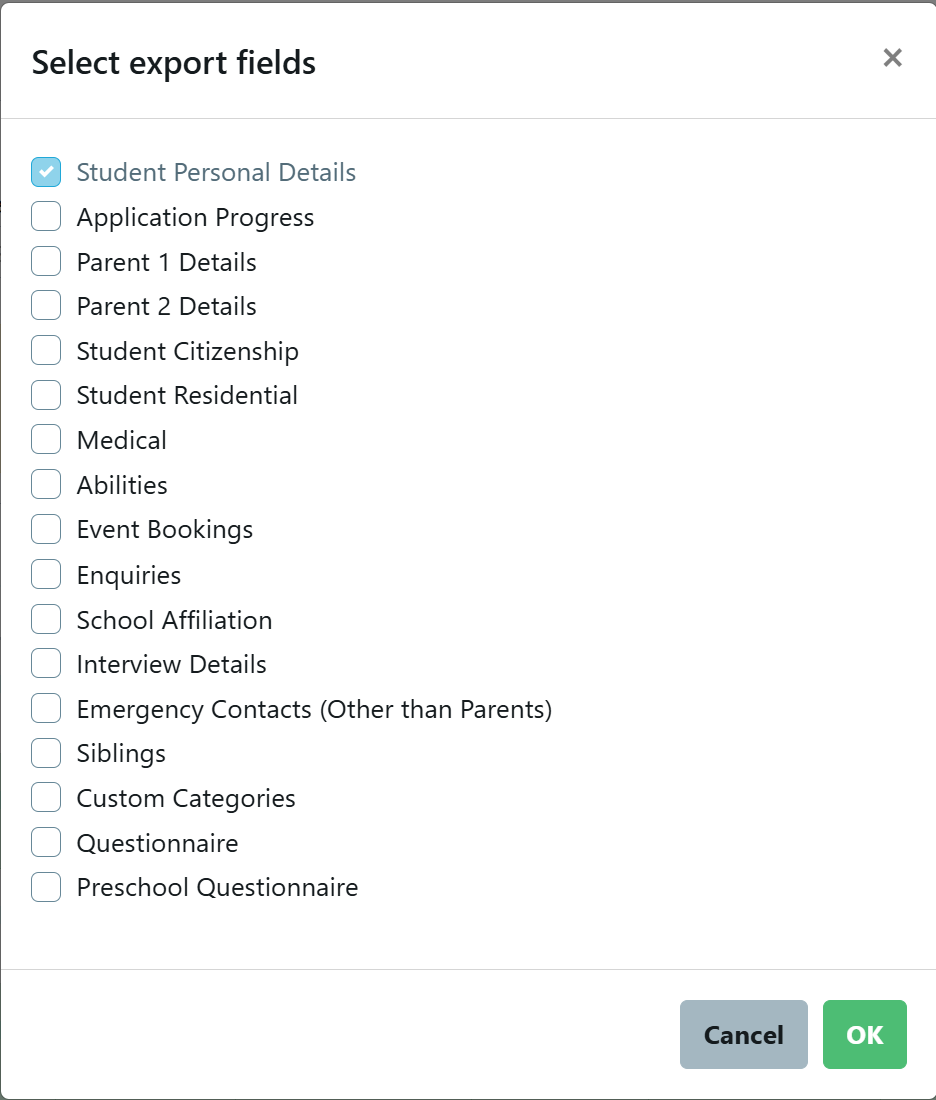 Bulk Action - export fields Jan 2026