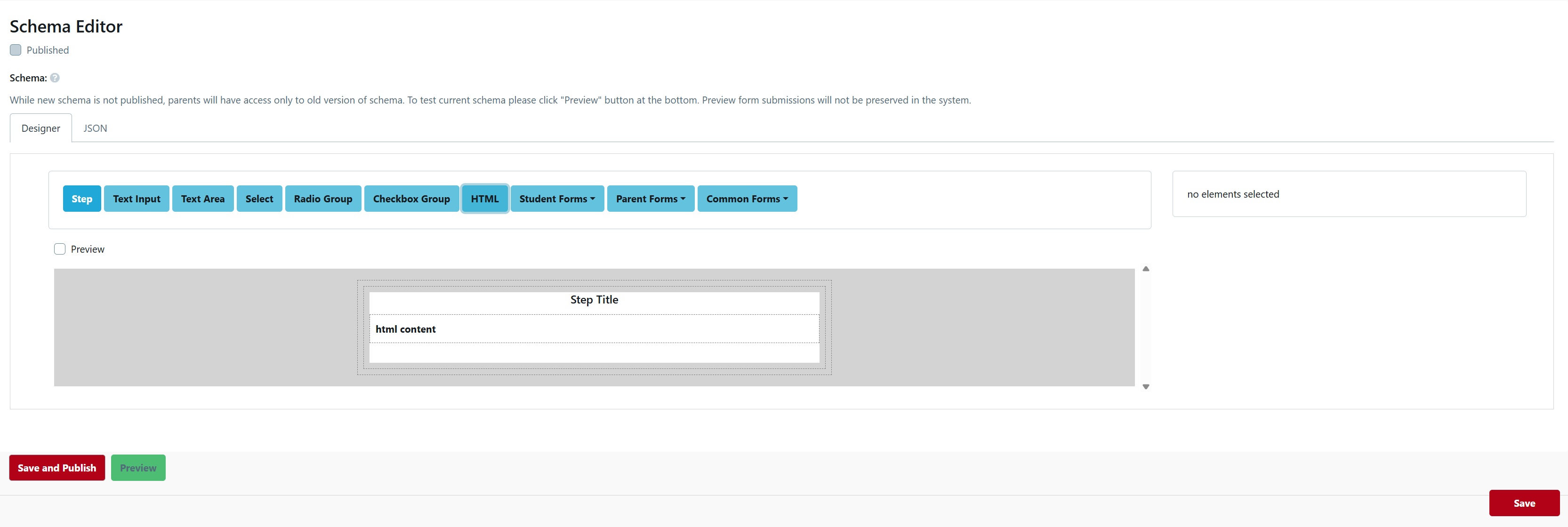 Custom Forms Schema Editor