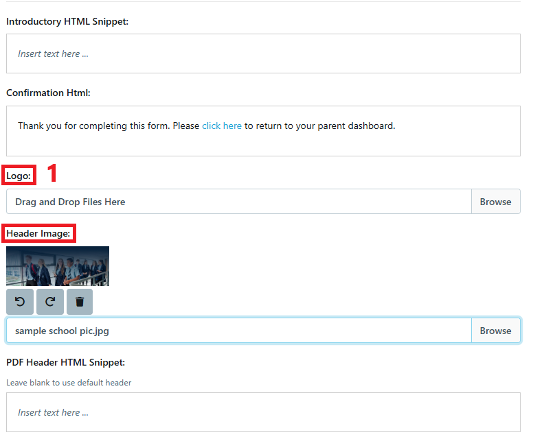 Custom form - header setup Feb 2025