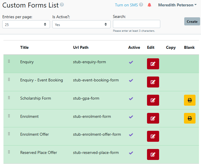Custom form - stub setup Feb 2025