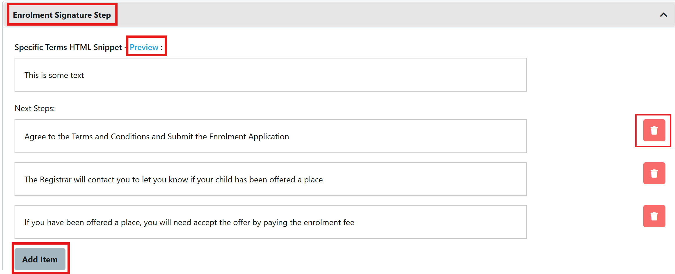 Customisation - Application signature step section 1