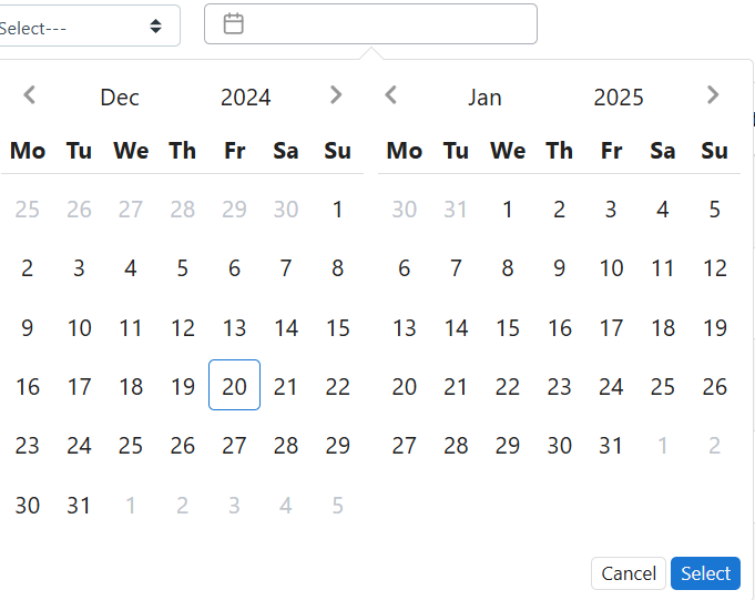 Email Tracking Report date selection Dec 2024