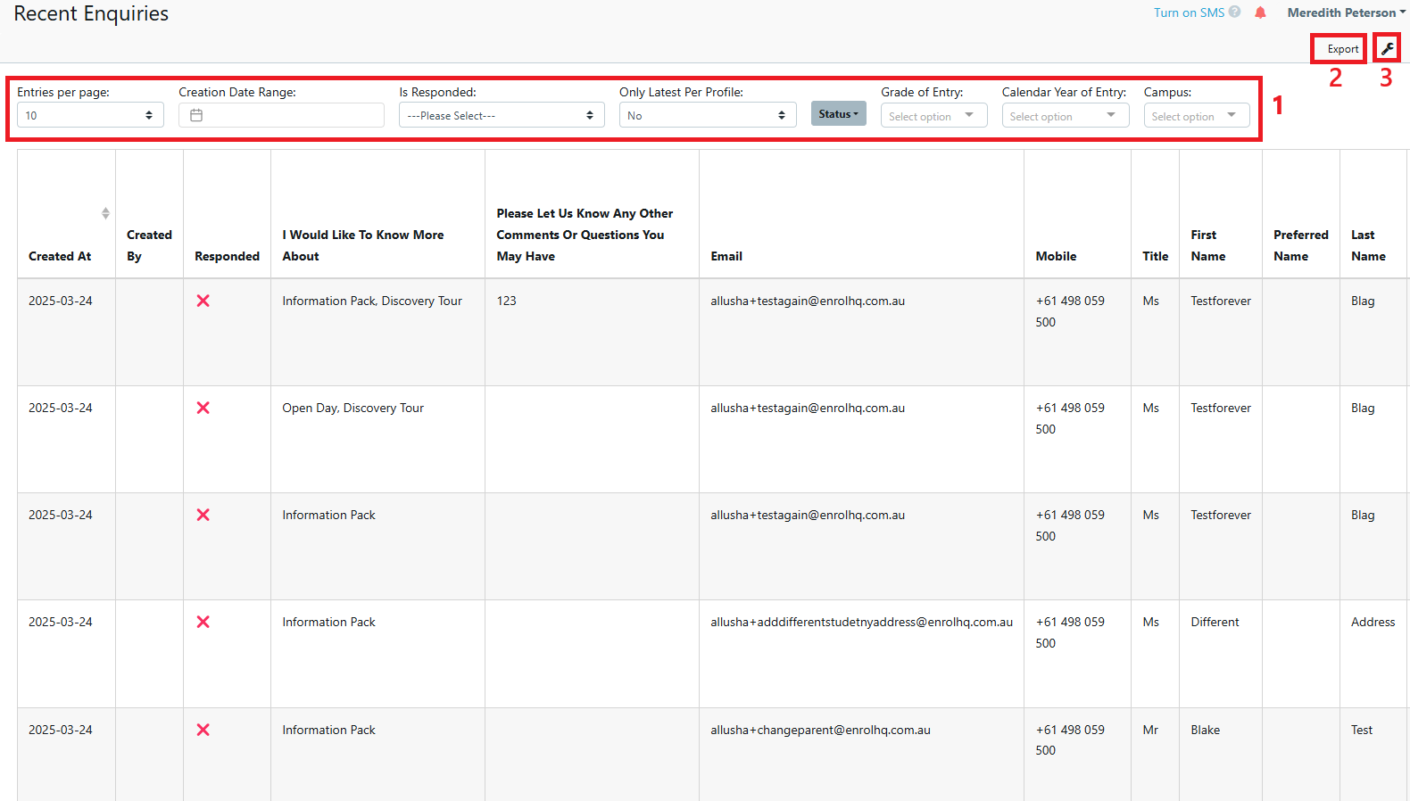 Enquiries - report Mar 2025