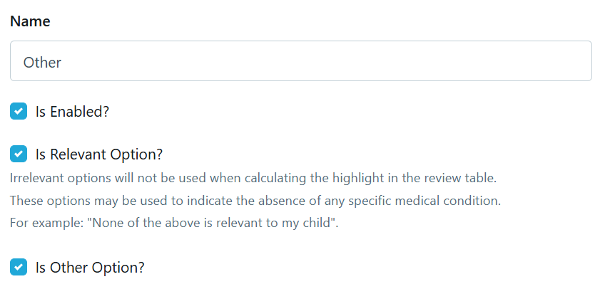 Medical Condition - Other settings Apr 2025
