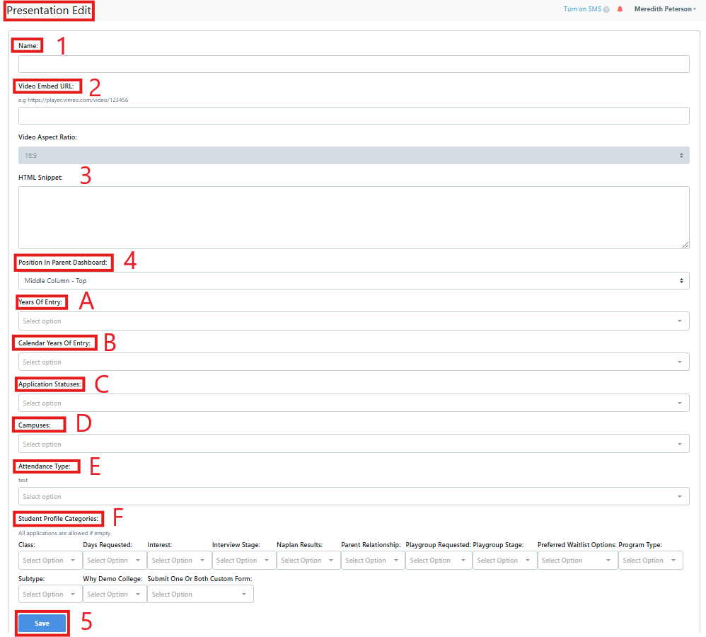 Parent Dashboard - where to add a video