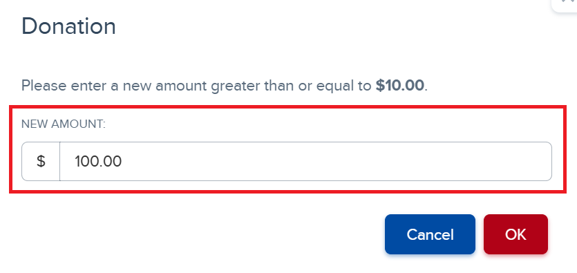 Payment Settings - adjust amount of donation Jan 2026