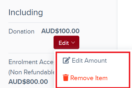 Payment Settings - delet or adjust amount of donation Jan 2026