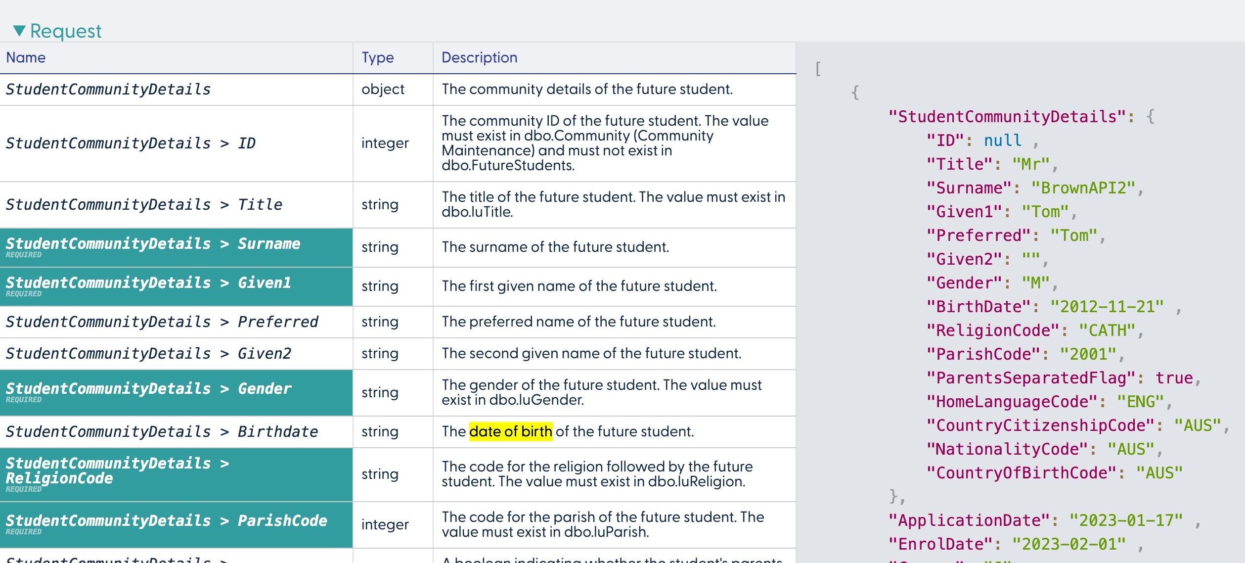 Synergetic REST API Fields