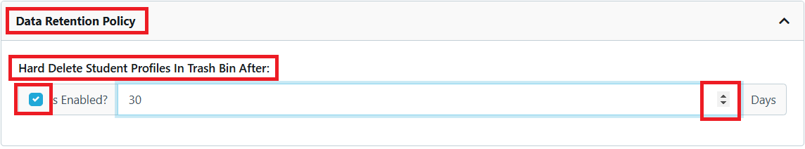 Settings - Data Retention Policy 2024