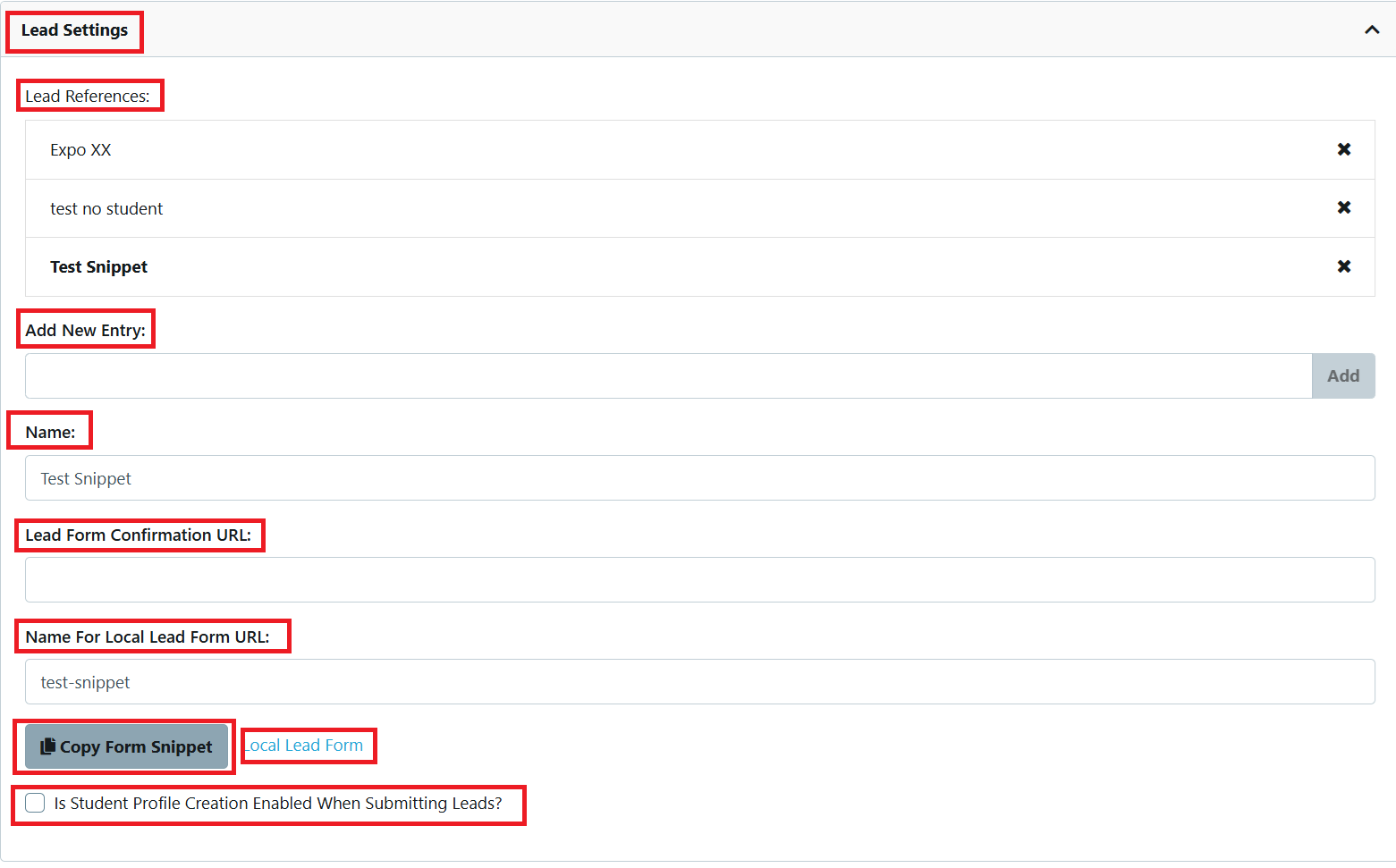 Settings - Lead Settings 2024