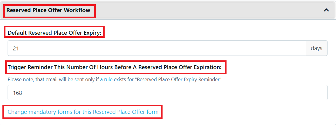 Settings - Reserved Place Offer workflow 2024