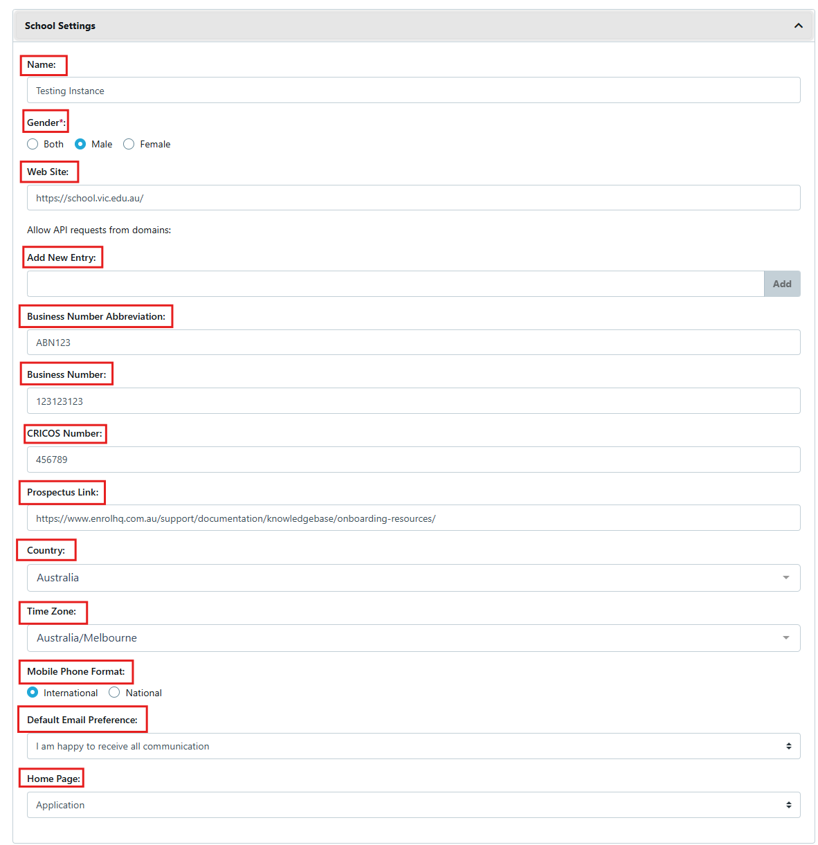 Settings - School Settings July 2025