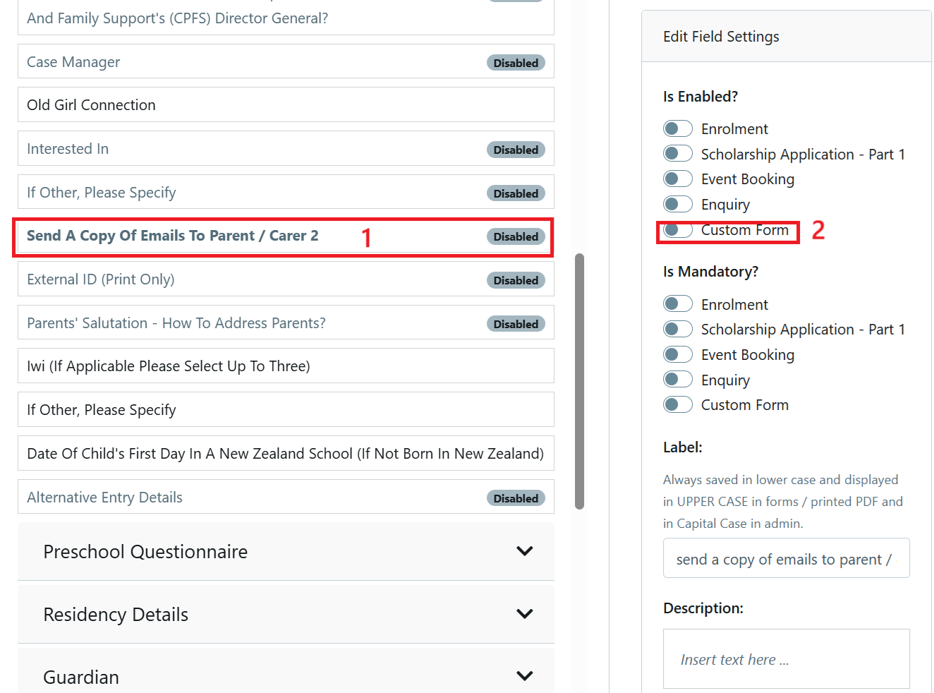 Trigger for 2nd parent email - Form Fields July 2025