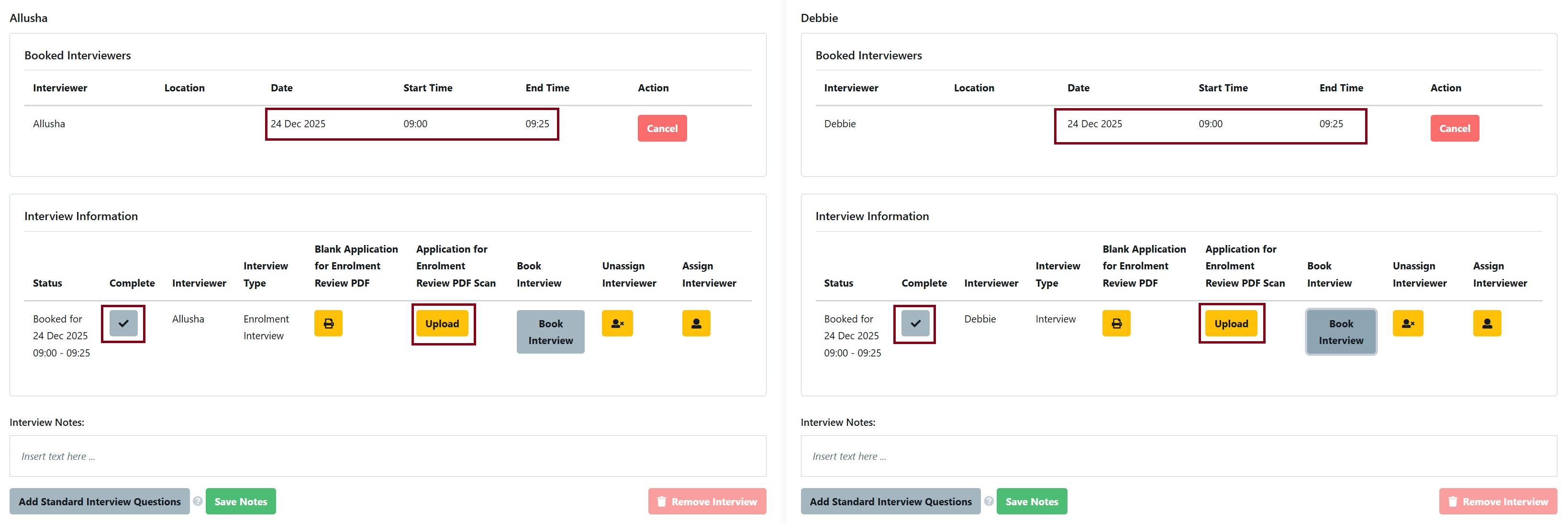Two Interviewers Assigned