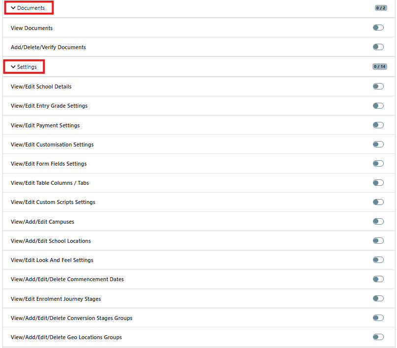 User permission setting 7