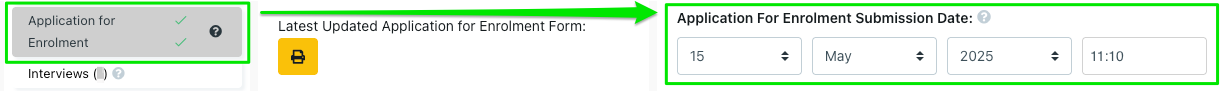 EnrolHQ Application Submission Date