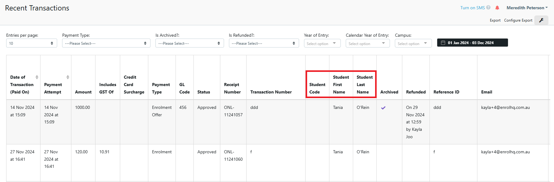 How to re-sort your columns in Transaction Report - resorted