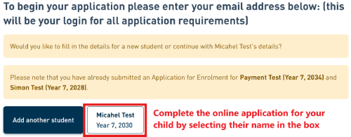 login for existing profile to complete new online form