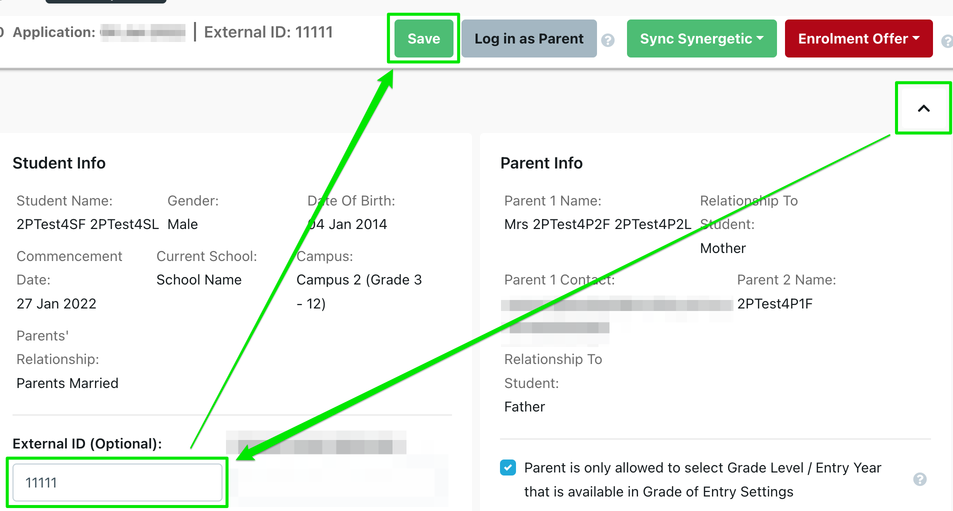 Set Student External ID
