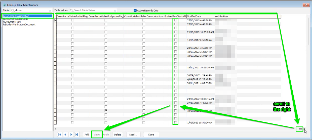 Synergetic - API luDocumentClassification EnabledForClientAPI
