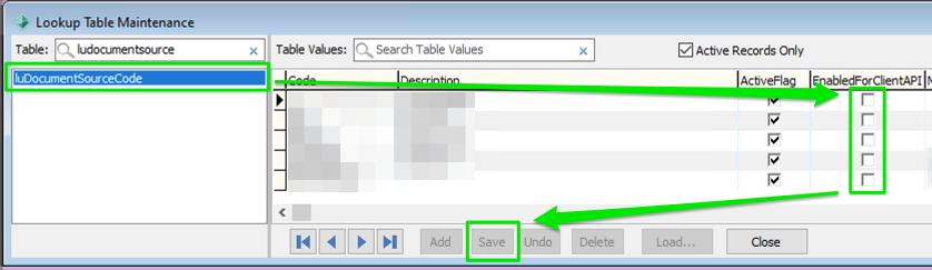 Synergetic - API luDocumentSourceCode EnabledForClientAPI