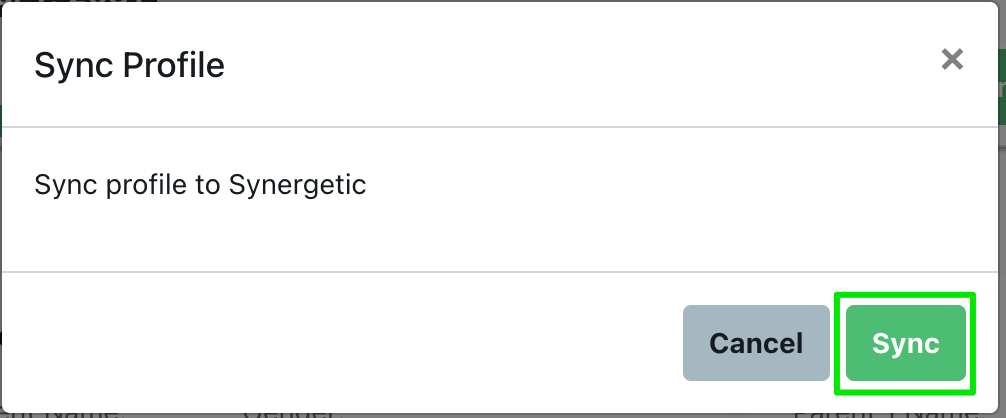 Synergetic Export XML popup